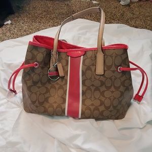 Coach Signature stripe leather purse